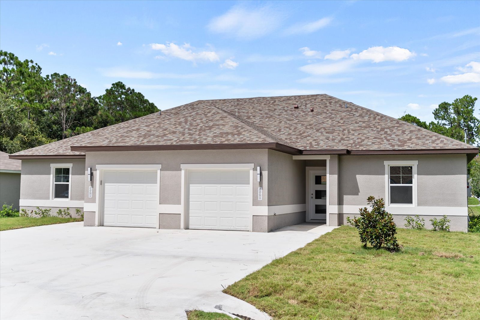 Duplex exterior from the left